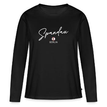 Spandau - Drapeau de Berlin - Ours de Berlin - T-shirt manches longues Premium bio Femme - noir - Devant - Julia (174cm)