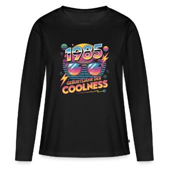 1985 Année de naissance de la fraîcheur - T-shirt manches longues Premium bio Femme - noir - Devant - Julia (174cm)