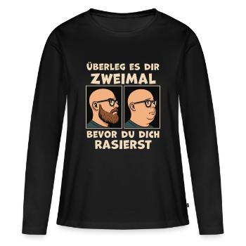 Avant Après Après Le Rasage Joke Porteur de Barbe - T-shirt manches longues Premium bio Femme - noir - Devant - Julia (174cm)