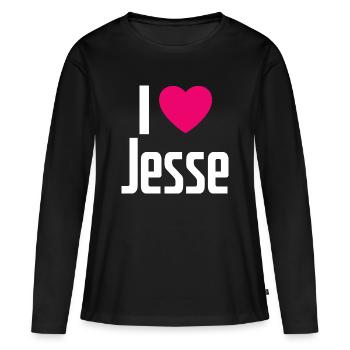 I Love Jesse Pinkes Herz Ich liebe Jesse - Frauen Premium Bio Langarmshirt - Schwarz - Vorne - Julia (174cm)