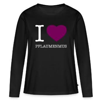 J’adore la confiture de prunes - T-shirt manches longues Premium bio Femme - noir - Devant - Julia (174cm)