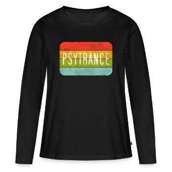Psytrance Rayures Arc-en-ciel - T-shirt manches longues Premium bio Femme - noir - Devant - Julia (174cm)