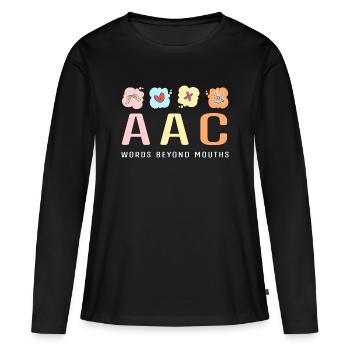 SLP Langue des Signes AAC Communication - T-shirt manches longues Premium bio Femme - noir - Devant - Julia (174cm)
