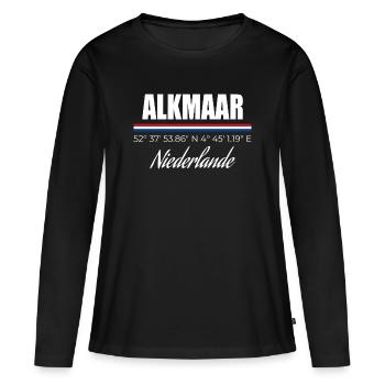 Alkmaar - Frauen Premium Bio Langarmshirt - Schwarz - Vorne - Julia (174cm)