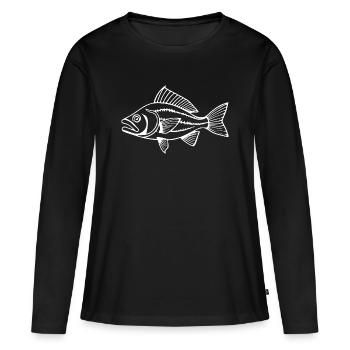 Fish Angler T-shirt Cadeau Angler - T-shirt manches longues Premium bio Femme - noir - Devant - Julia (174cm)