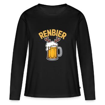 Cruche de renne avec bois - T-shirt manches longues Premium bio Femme - noir - Devant - Julia (174cm)