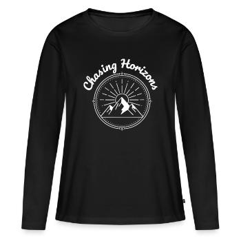 À la poursuite des horizons - T-shirt manches longues Premium bio Femme - noir - Devant - Julia (174cm)