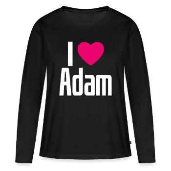 J’aime Adam Coeur Rose J’aime Adam - T-shirt manches longues Premium bio Femme - noir - Devant - Julia (174cm)