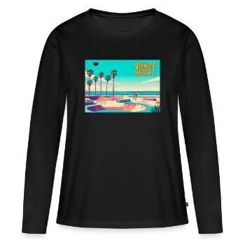 Venice Beach Retro Skater - Women's Premium Organic Long Sleeve Shirt - black - Front - Julia (174cm)