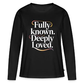 Amour chrétien profondément connu - T-shirt manches longues Premium bio Femme - noir - Devant - Julia (174cm)