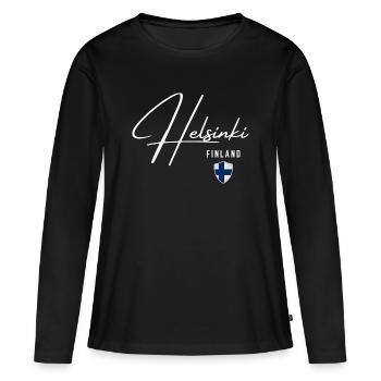 Helsinki Finlande, design élégant Helsinki - T-shirt manches longues Premium bio Femme - noir - Devant - Julia (174cm)