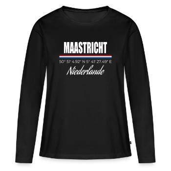 Maastricht - Frauen Premium Bio Langarmshirt - Schwarz - Vorne - Julia (174cm)