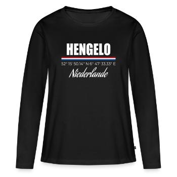 Hengelo - Frauen Premium Bio Langarmshirt - Schwarz - Vorne - Julia (174cm)