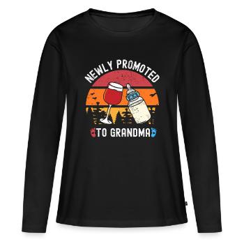 Vêtements et accessoires drôles de grand-mère nouvellement promus - T-shirt manches longues Premium bio Femme - noir - Devant - Julia (174cm)