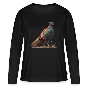 Faisans Faisan - T-shirt manches longues Premium bio Femme - noir - Devant - Julia (174cm)