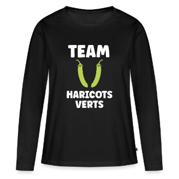 haricot vert - T-shirt manches longues Premium bio Femme - noir - Devant - Julia (174cm)