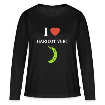 haricot vert - T-shirt manches longues Premium bio Femme - noir - Devant - Julia (174cm)