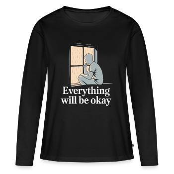 Fenêtre Pluvieuse Hope Silhouette - T-shirt manches longues Premium bio Femme - noir - Devant - Julia (174cm)