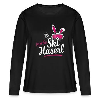 Après-ski Haserl Tenue Femme Party Hut Slope - T-shirt manches longues Premium bio Femme - noir - Devant - Julia (174cm)