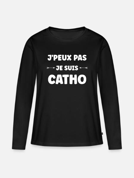 Katholisch - Frauen Premium Bio Langarmshirt - Schwarz