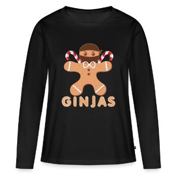Pain d’épices masqué avec glaçage - T-shirt manches longues Premium bio Femme - noir - Devant - Julia (174cm)