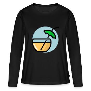 Cocktail estival avec parasol - T-shirt manches longues Premium bio Femme - noir - Devant - Julia (174cm)