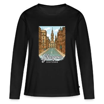 Glasgow, Écosse - T-shirt manches longues Premium bio Femme - noir - Devant - Julia (174cm)