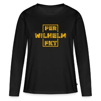 Wilhelm - T-shirt manches longues Premium bio Femme - noir - Devant - Julia (174cm)