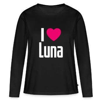 J’aime Luna Pink Heart J’aime Luna - T-shirt manches longues Premium bio Femme - noir - Devant - Julia (174cm)