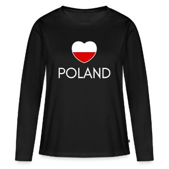 Herz mit polnischer Flagge, polnischer Stolz - Frauen Premium Bio Langarmshirt - Schwarz - Vorne - Julia (174cm)
