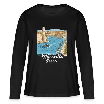 Marseille Frankreich - Frauen Premium Bio Langarmshirt - Schwarz - Vorne - Julia (174cm)
