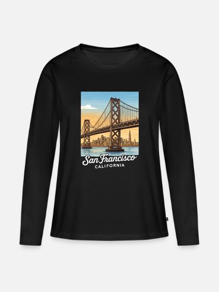 San Francisco - Frauen Premium Bio Langarmshirt - Schwarz