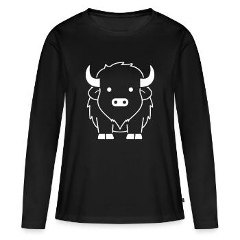 Bison - Frauen Premium Bio Langarmshirt - Schwarz - Vorne - Julia (174cm)