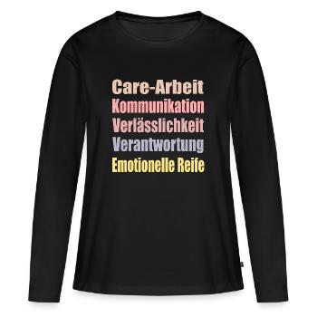 Relation Partenariat Amour - T-shirt manches longues Premium bio Femme - noir - Devant - Julia (174cm)