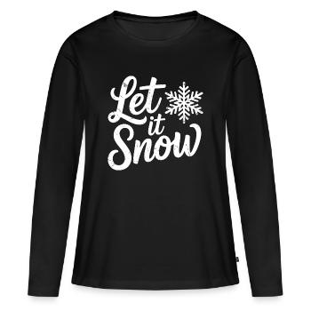 Flocon de neige de Noël Let It Snow - T-shirt manches longues Premium bio Femme - noir - Devant - Julia (174cm)
