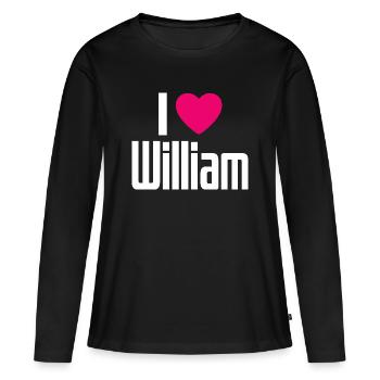 J’aime William Pink Heart J’aime William - T-shirt manches longues Premium bio Femme - noir - Devant - Julia (174cm)