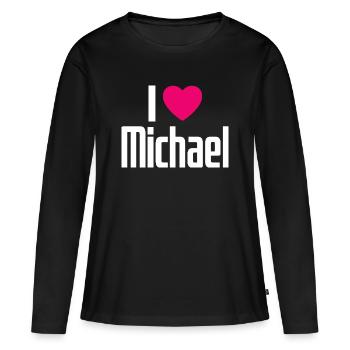 J’aime Michael Pink Heart J’aime Michael - T-shirt manches longues Premium bio Femme - noir - Devant - Julia (174cm)