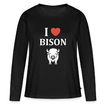 Bison - Frauen Premium Bio Langarmshirt - Schwarz - Vorne - Julia (174cm)