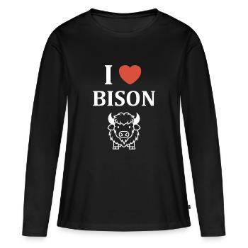 Bison - Frauen Premium Bio Langarmshirt - Schwarz - Vorne - Julia (174cm)