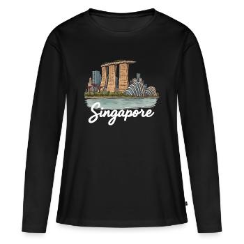 Singapour - T-shirt manches longues Premium bio Femme - noir - Devant - Julia (174cm)