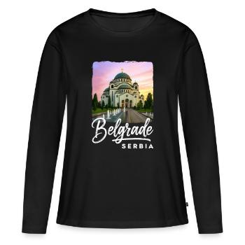 Belgrade, Serbie - T-shirt manches longues Premium bio Femme - noir - Devant - Julia (174cm)