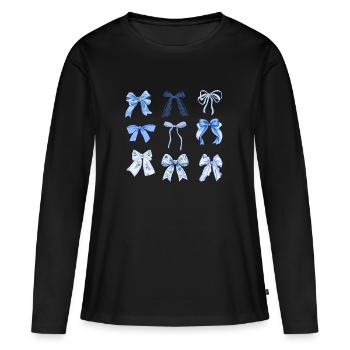 Blaue Knoten - Frauen Premium Bio Langarmshirt - Schwarz - Vorne - Julia (174cm)