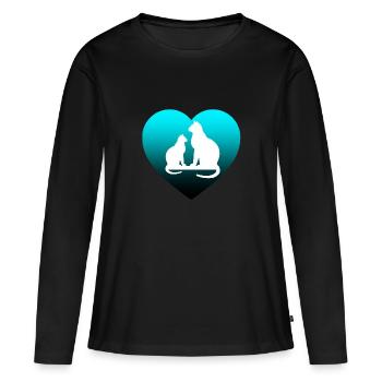 félin - T-shirt manches longues Premium bio Femme - noir - Devant - Julia (174cm)