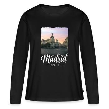 Madrid - T-shirt manches longues Premium bio Femme - noir - Devant - Julia (174cm)