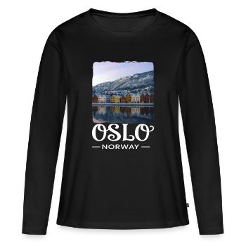 Oslo, Norvège - T-shirt manches longues Premium bio Femme - noir - Devant - Julia (174cm)