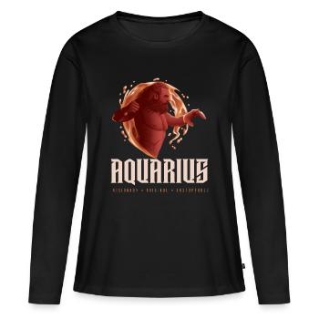Verseau - T-shirt manches longues Premium bio Femme - noir - Devant - Julia (174cm)