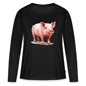 Cochon Cochon - T-shirt manches longues Premium bio Femme - noir - Devant - Julia (174cm)