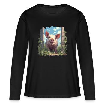 Cochon Cochon - T-shirt manches longues Premium bio Femme - noir - Devant - Julia (174cm)