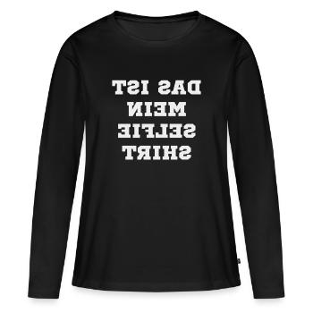 Selfie Saying – Backwards and Funny - Women's Premium Organic Long Sleeve Shirt - black - Front - Julia (174cm)