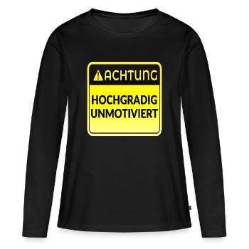 ATTENTION MOTIVATION DRÔLE - T-shirt manches longues Premium bio Femme - noir - Devant - Julia (174cm)
